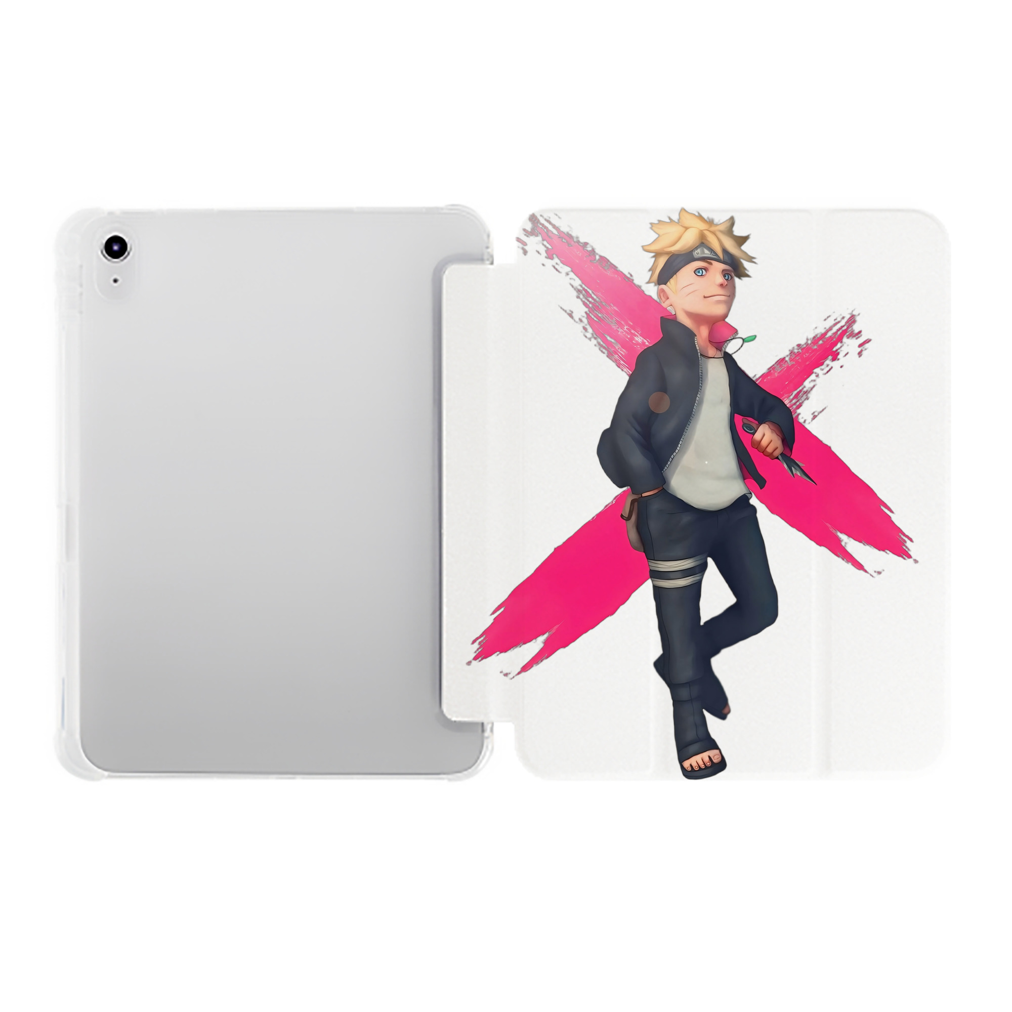 （画像用） NARUTO -ナルト- うずまき ボルト Uzumaki Boruto IPad ケース ペン収納付き 三つ折りスタンド PUレザー×シリコン 対応機種9.5/10.5/10.9インチ